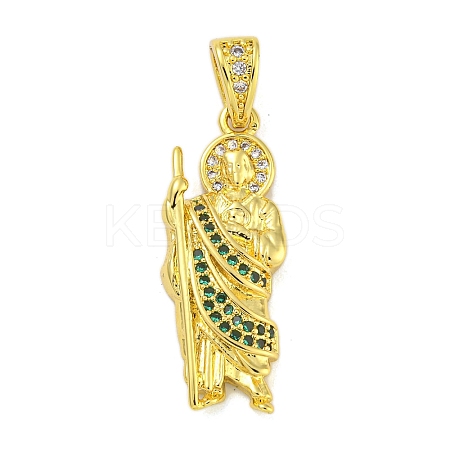 Priest Rack Plating Brass Micro Pave Cubic Zirconia Pendants KK-G513-90G-1