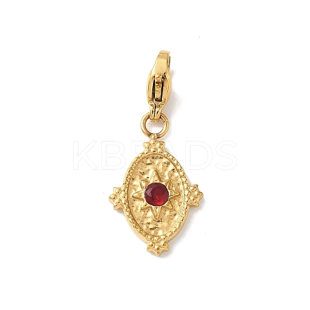 Oval 304 Stainless Steel Glass Pendant Decorations HJEW-D301-01C-G-1