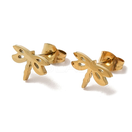PVD Vacuum Plating 304 Stainless Steel Stud Earrings EJEW-Z040-33G-1