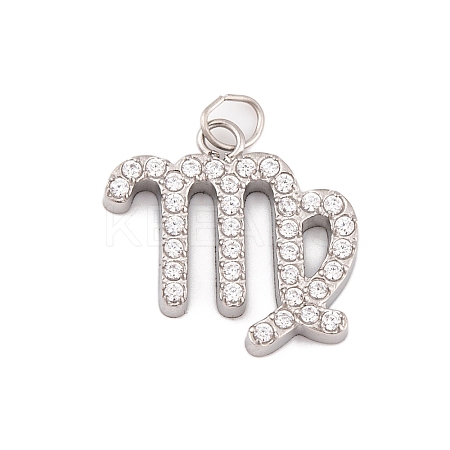 316 Stainless Steel Micro Pave Cubic Zirconia Pendants STAS-K284-01B-P-1