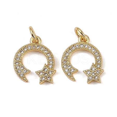 Brass Micro Pave Cubic Zirconia Charms KK-I358-058A-G-1