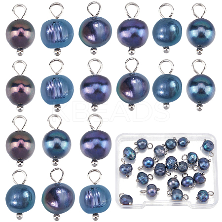 Natural Cultured Freshwater Pearl Dyed Potato Charms PALLOY-SC00018-1
