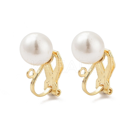 304 Stainless Steel Clip-on Earring Findings with Imitation Pearl Plastic Beaded X-STAS-H216-03B-G-1
