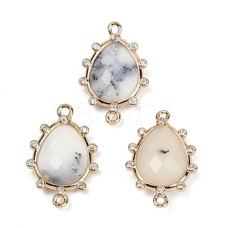 Natural White African Opal Faceted Connector Charms G-K347-07G-04-1