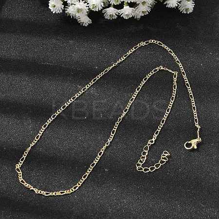 Brass Figaro Chain Necklaces for Women NJEW-B157-02G-1
