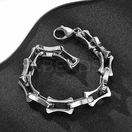 304 Stainless Steel Bone Link Bracelets for Women Men BJEW-F488-28P-1