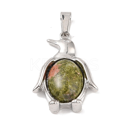 Natural Unakite Pendants G-A224-02P-08-1