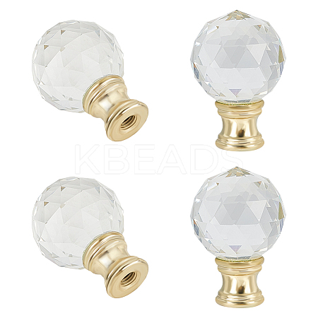Glass Crystal Lamp Finials with Iron Finish Base FIND-WH0148-176B-1