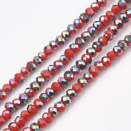 Electroplate Opaque Solid Color Crystal Glass Beads Strands X-EGLA-S171-03A-01-1
