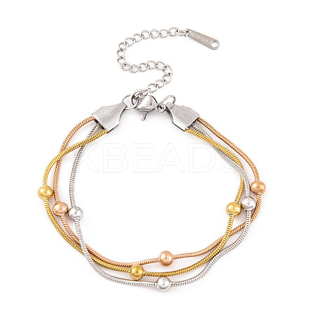 Stainless Steel Multi-strand Ball Bracelets LS-BJEW-L687-01M-1
