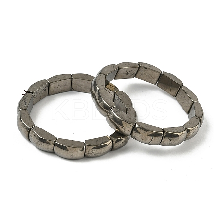 Natural Pyrite Bead Stretch Bracelets for Women Men BJEW-C097-02A-18-1