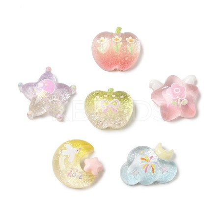 Transparent Resin & Glitter Powder Cabochons RE-CBA8E56-01-1
