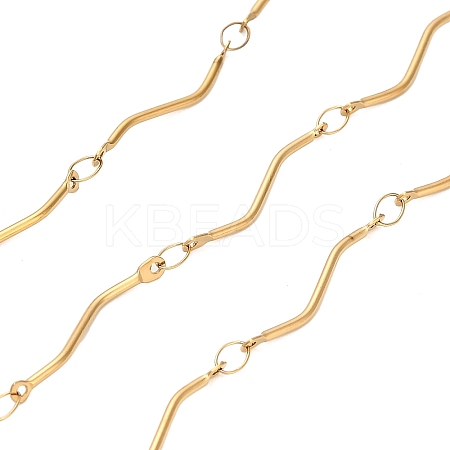 304 Stainless Steel Wavy Bar Link Chains CHS-H116-01F-G-1
