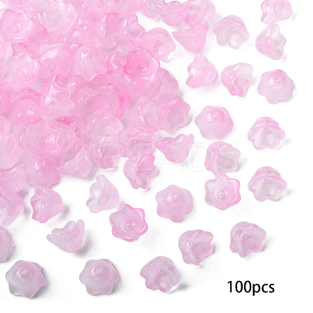 100Pcs Transparent Two Tone Spray Painted Glass Bead Caps GLAA-YW0005-18D-1
