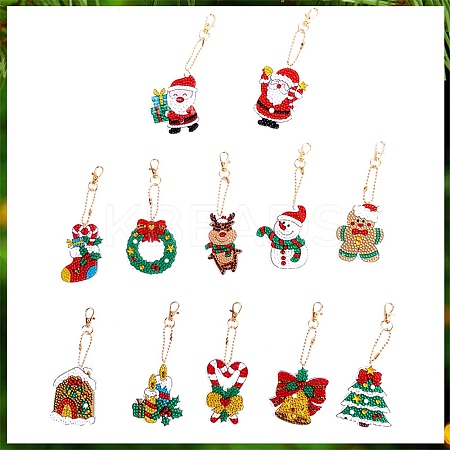 Christmas Theme DIY Diamond Painting Keychain Kit DRAW-PW0007-07F-1