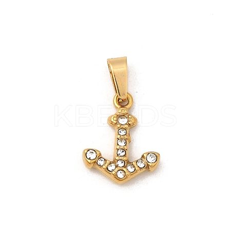 304 Stainless Steel Rhinestone Pendants STAS-Z158-04G-02-1