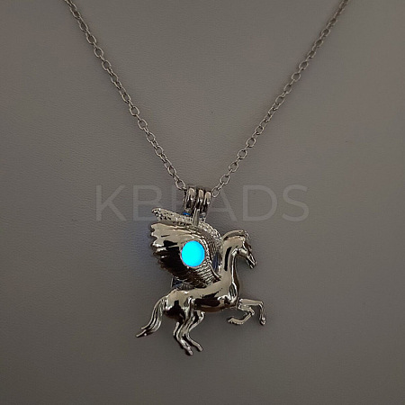 Alloy with Luminous Resin Bead Inside Pendant Necklaces for Women Men FS-WG4D5C2-24-1