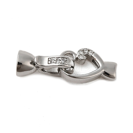 Brass Micro Pave Clear Cubic Zirconia Fold Over Clasps KK-M270-06P-1