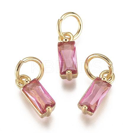 Brass Micro Pave Cubic Zirconia Charms X-ZIRC-F111-03G-02-1