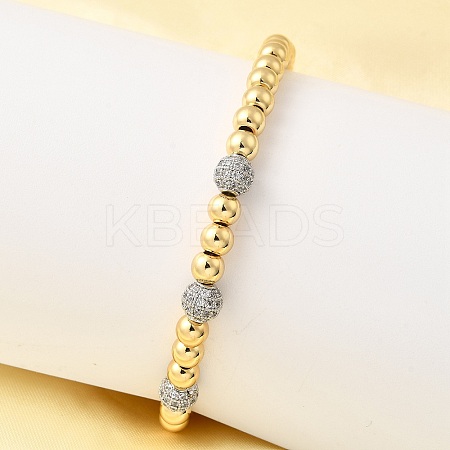 Round Brass Beads Bracelets for Women BJEW-K244-09G-1