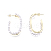 ABS Plastic Imitation Pearl Oval Stud Earrings EJEW-P205-03G-1