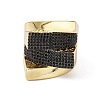 Black Cubic Zirconia Ski Slope Open Cuff Ring LS-RJEW-M144-13G-2