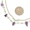 Natural Amethyst Chip & Glass & 304 Stainless Steel Handmade Link Chain Double Layer Necklaces for Women NJEW-JN05363-02-3