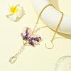 Wire Wrapped Natural Rose Quartz & Amethyst Chip Heart with Tree Pendant Decoration HJEW-FS00019-3