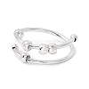 Brass Rotating Beaded Open Cuff Ring LS-RJEW-H102-02P-1