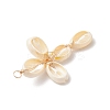 2Pcs 2 Colors Natural Cowrie Shell Beaded Cross Pendants PALLOY-JF03938-5