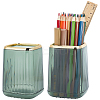 Gold Brim Square Mouth Plastic Pen Holders DJEW-WH0039-41B-1