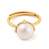 Round Natural Pearl Finger Rings STER-Z009-05G-2