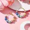 Dyed Natural Lava Rock Round Beaded Hoop Earrings EJEW-JE05588-3