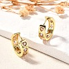 Pink Cubic Zirconia Heart Hoop Earrings EJEW-H093-13G-1