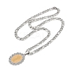 Oval with Virgin Pattern 201 Stainless Steel Pendant Necklaces for Men Women NJEW-K283-22G-2