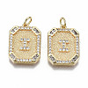 Brass Micro Pave Clear Cubic Zirconia Pendants KK-S356-234I-G-NF-1