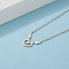 Deer Antler Heart 304 Stainless Steel Rhinestone Pendant Necklaces DZ8057-3