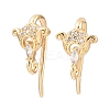 Brass Micro Pave Clear Cubic Zirconia Horse Eye Earring Hooks KK-A274-13G-1