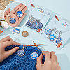Glass Flat Round with Blue and White Porcelain Pattern Charm Locking Stitch Markers HJEW-PH01782-3