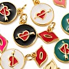 12Pcs 6 Style Golden Plated Brass with Jump Rings Enamel Pendants KK-LS0001-35-4