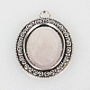 Tibetan Style Alloy Pendant Cabochon Settings TIBEP-N003-26AS-1