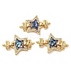 Rack Plating Brass Micro Pave Cubic Zirconia Star Connector Charms KK-K385-101G-02-1