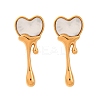 304 Stainless Steel Natural White Shell Stud Earrings EJEW-Z118-01G-4