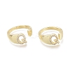 Brass Micro Pave Clear Cubic Zirconia Cuff Rings RJEW-F103-13Q-G-1