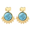 Synthetic Turquoise Heart Stud Earrings EJEW-A114-13G-1