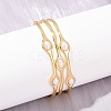 22MM Brass & ABS Plastic Pearl 3 Line Cuff Bangles for Women BJEW-L707-01G-3