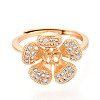 Flower Brass Micro Pave Clear Cubic Zirconia Adjustable Ring Settings KK-T076-25G-2
