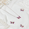 Butterfly Alloy Glass Pendant Necklaces & Stud Earrings & Rings Sets for Women SJEW-LP0001-25B-3