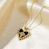 Shiny Heart Star Brass Clear Cubic Zirconia Pendant Necklaces RQ9557-4-1