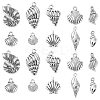 100Pcs 10 Styles Tibetan Style Alloy Whelk/Conch Shell Pendants TIBEP-CJ0001-61-1